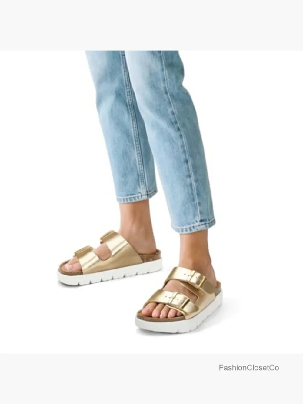 Women's Cork Footbed Arch Support Wedge Sandals with Adjustable Buckle -